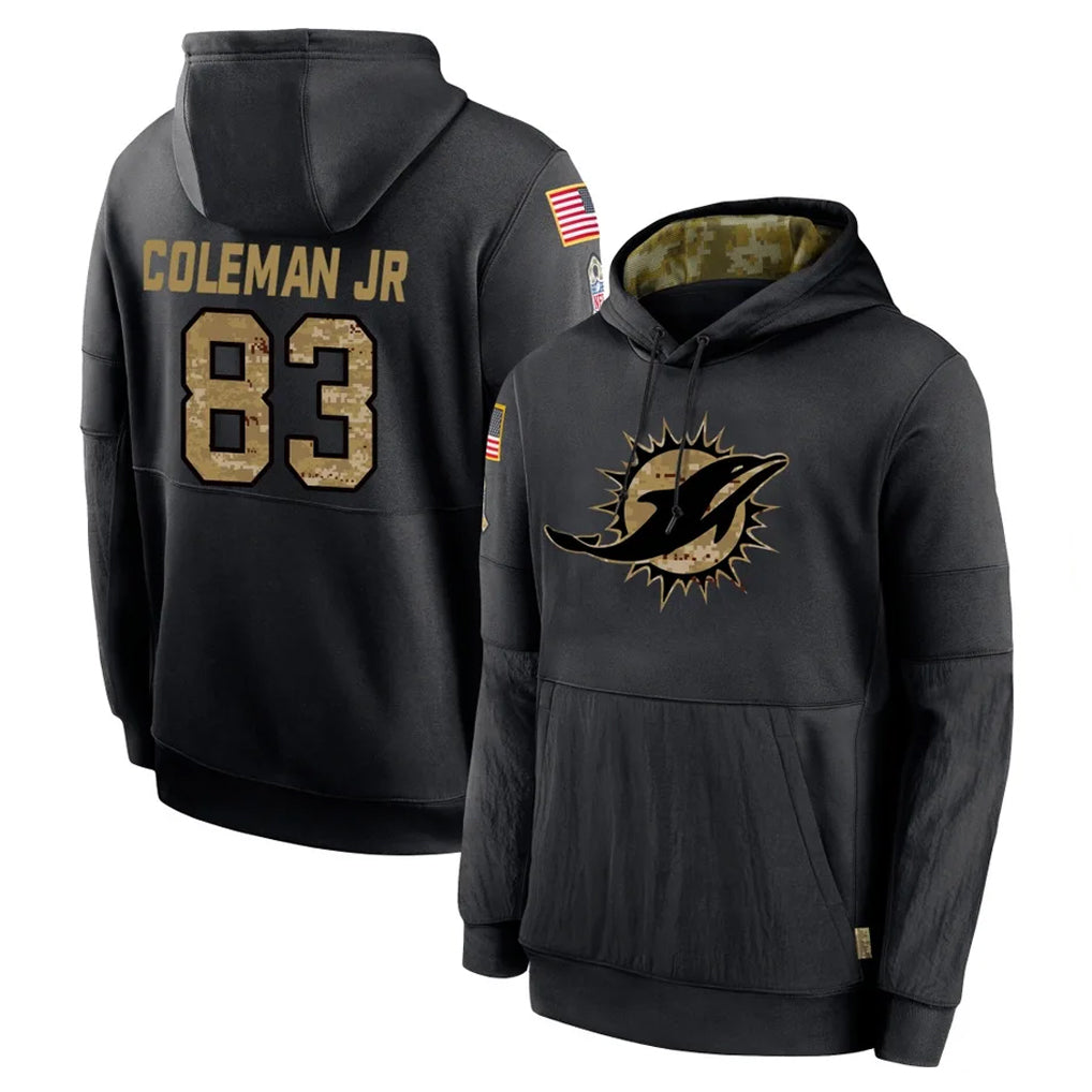 Rebec M.Dolphins #83 Kevin Coleman Jr. Player Black Salute to Service Hoodies Limited Game Stitched Jerseys