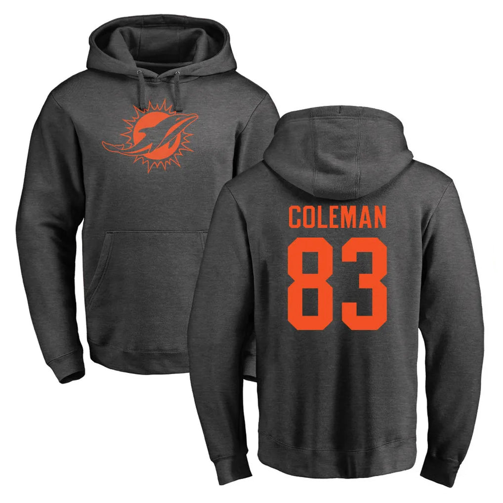 Rebec M.Dolphins #83 Kevin Coleman Jr. Player Darkgray Pullover Hoodies Limited Stitched Jerseys