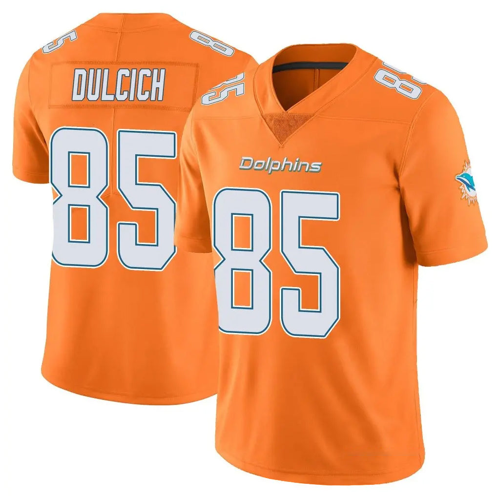 Rebec M.Dolphins #85 Greg Dulcich Player Orange Limited Home Game Stitched Jerseys