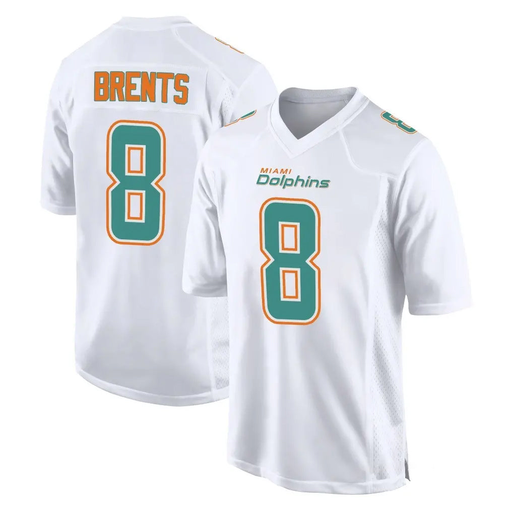 Rebec M.Dolphins #8 JuJu Brents Player White Fashion Home Game Stitched Jerseys