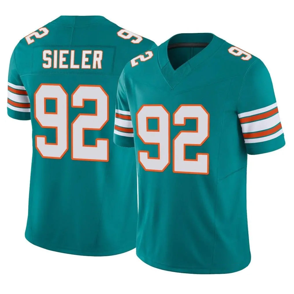 Rebec M.Dolphins #92 Zach Sieler Player Aqua Limited Alternate Vapor F.U.S.E. Home Game Stitched Jerseys