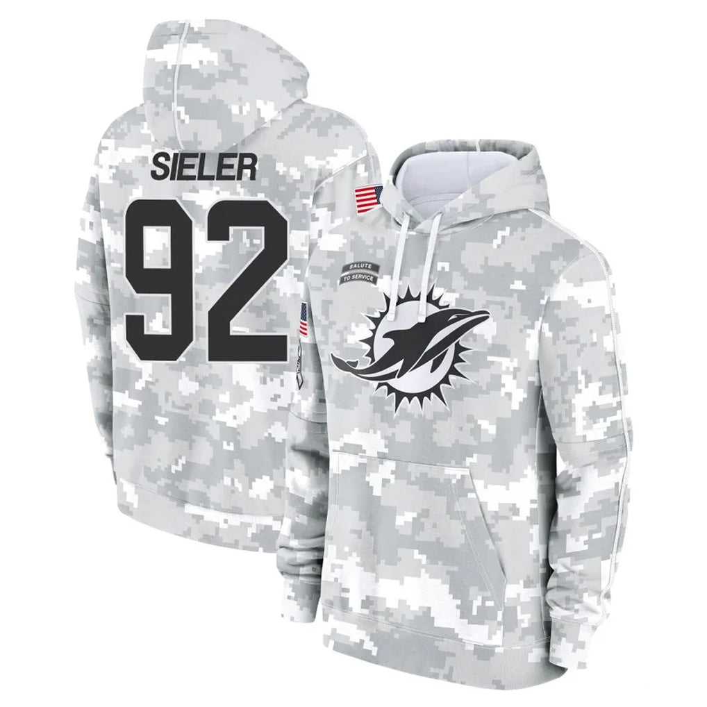 Rebec M.Dolphins #92 Zach Sieler Player Arctic Camo Salute to Service Hoodies Limited Game Stitched Jerseys