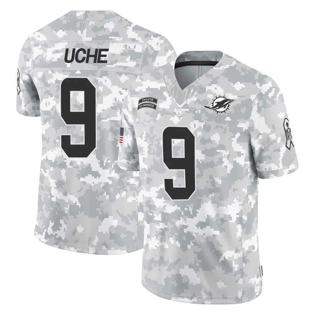 Rebec M.Dolphins #9 Joshua Uche Player Arctic Camo Salute To Service Limited Game Stitched Jerseys