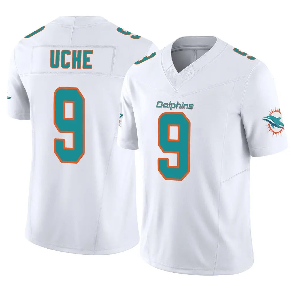Rebec M.Dolphins #9 Joshua Uche Player White Limited Vapor F.U.S.E. Home Game Stitched Jerseys