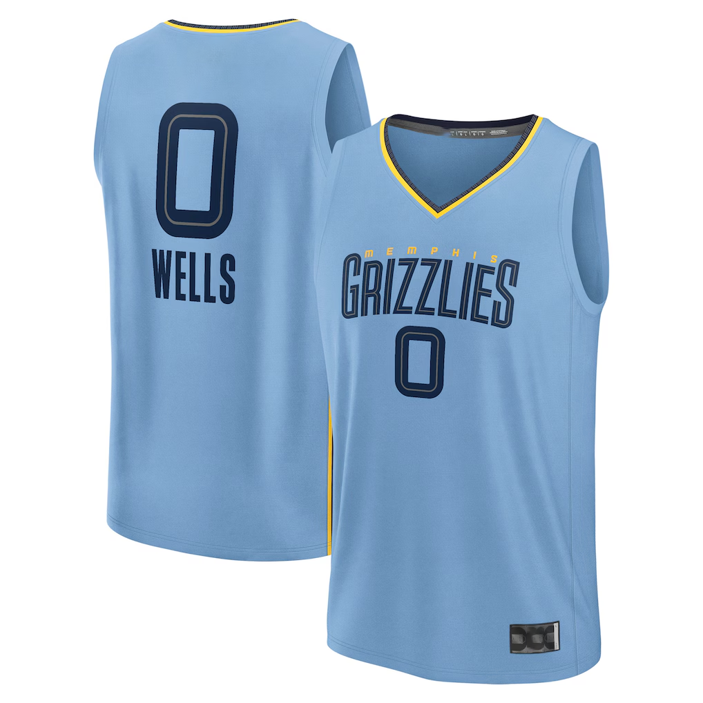 Rebec M.Grizzlies #0 Jaylen Wells Light Blue Fast Break Replica Player Stitched Jerseys- Statement Edition