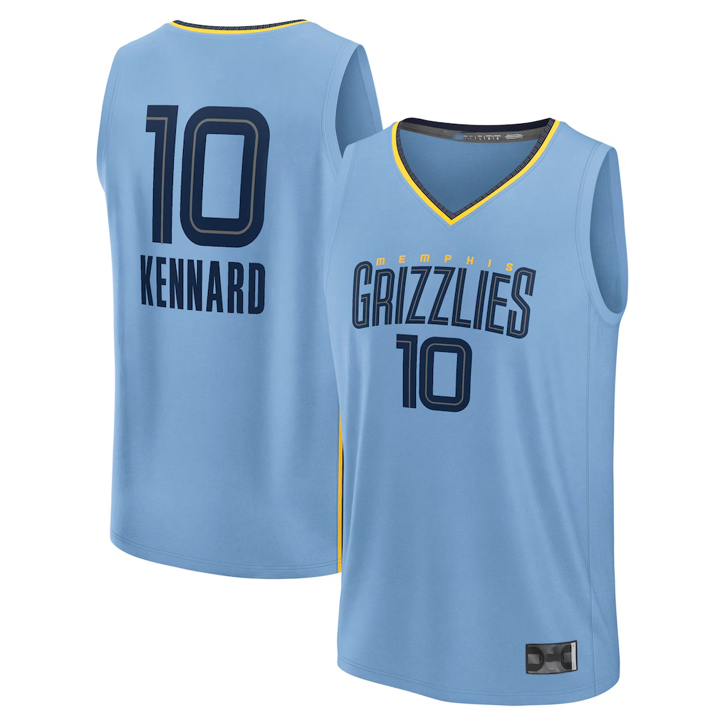 Rebec M.Grizzlies #10 Luke Kennard Light Blue Fast Break Replica Player Stitched Jerseys- Statement Edition