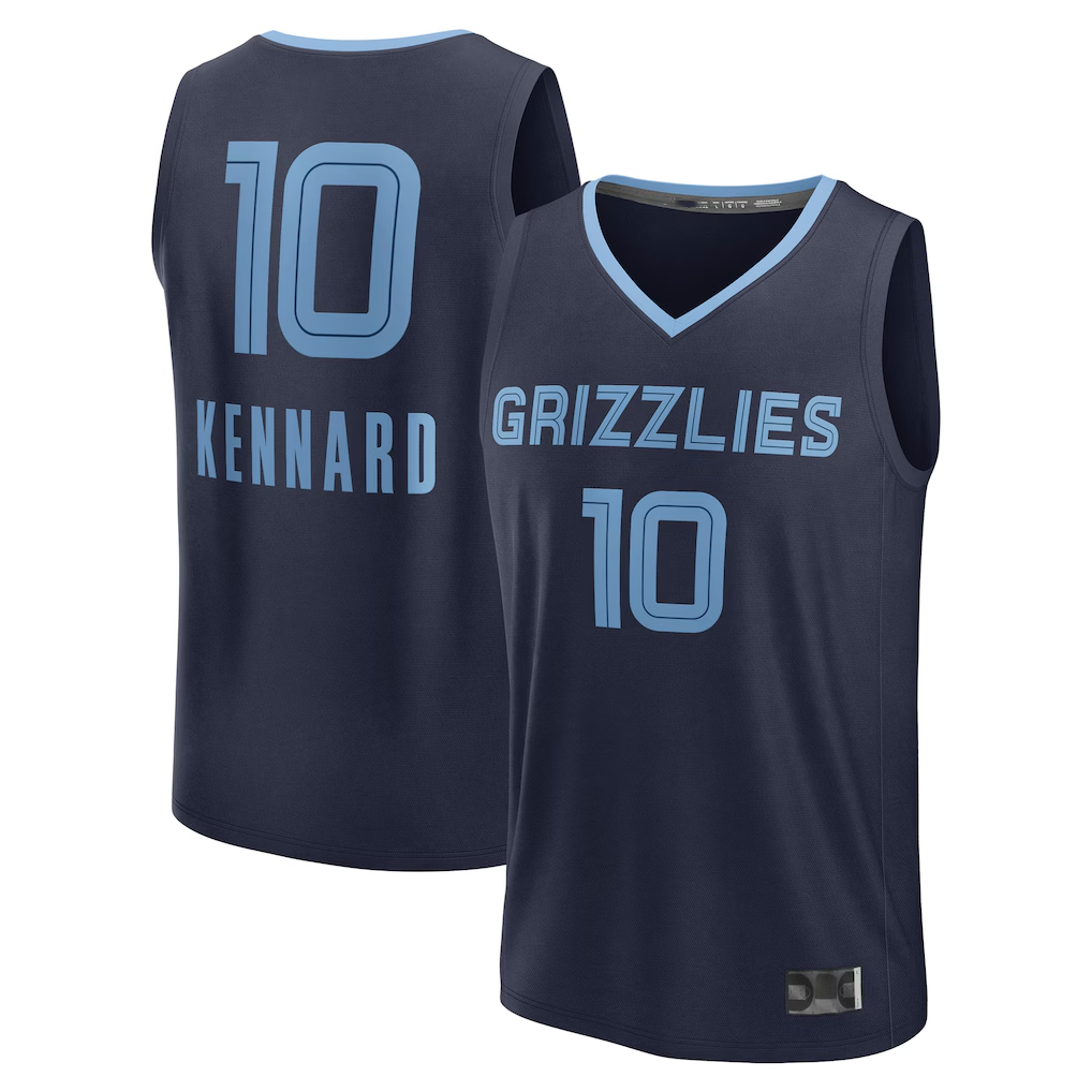 Rebec M.Grizzlies #10 Luke Kennard Navy Fast Break Replica Player Stitched Jerseys- Icon Edition