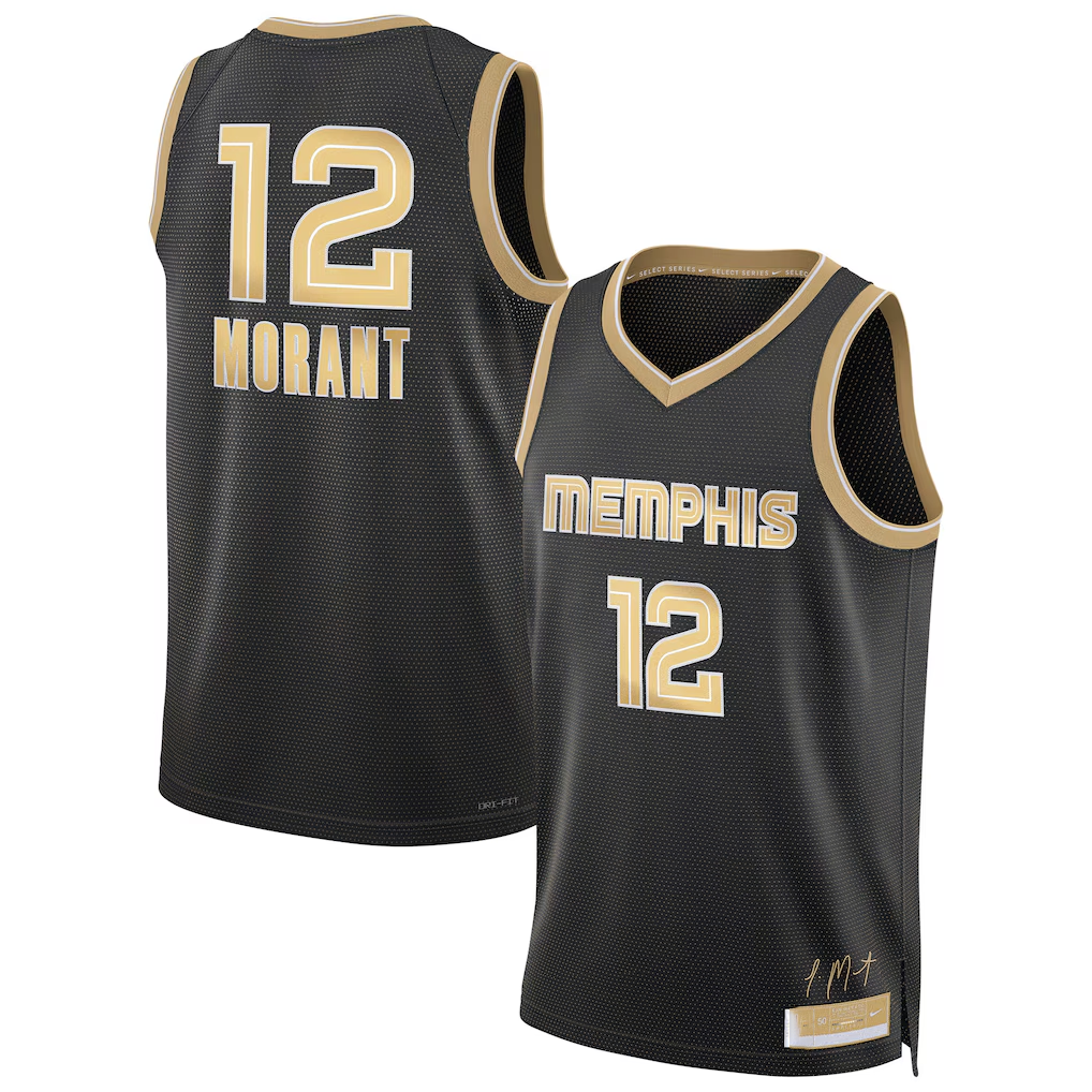 Rebec M.Grizzlies #12 Ja Morant Black Select Series Swingman Stitched Jerseys