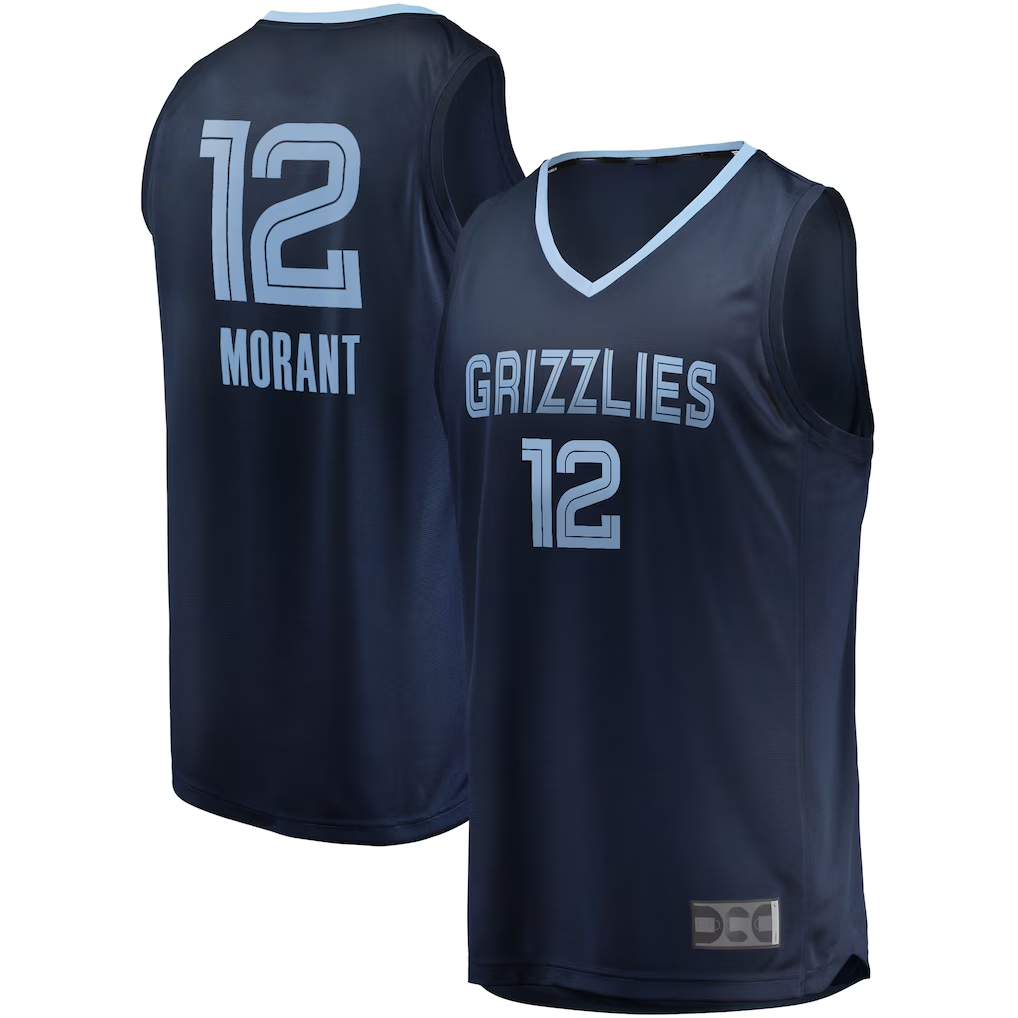 Rebec M.Grizzlies #12 Ja Morant Navy Big & Tall Fast Break Player Stitched Jerseys- Icon Edition