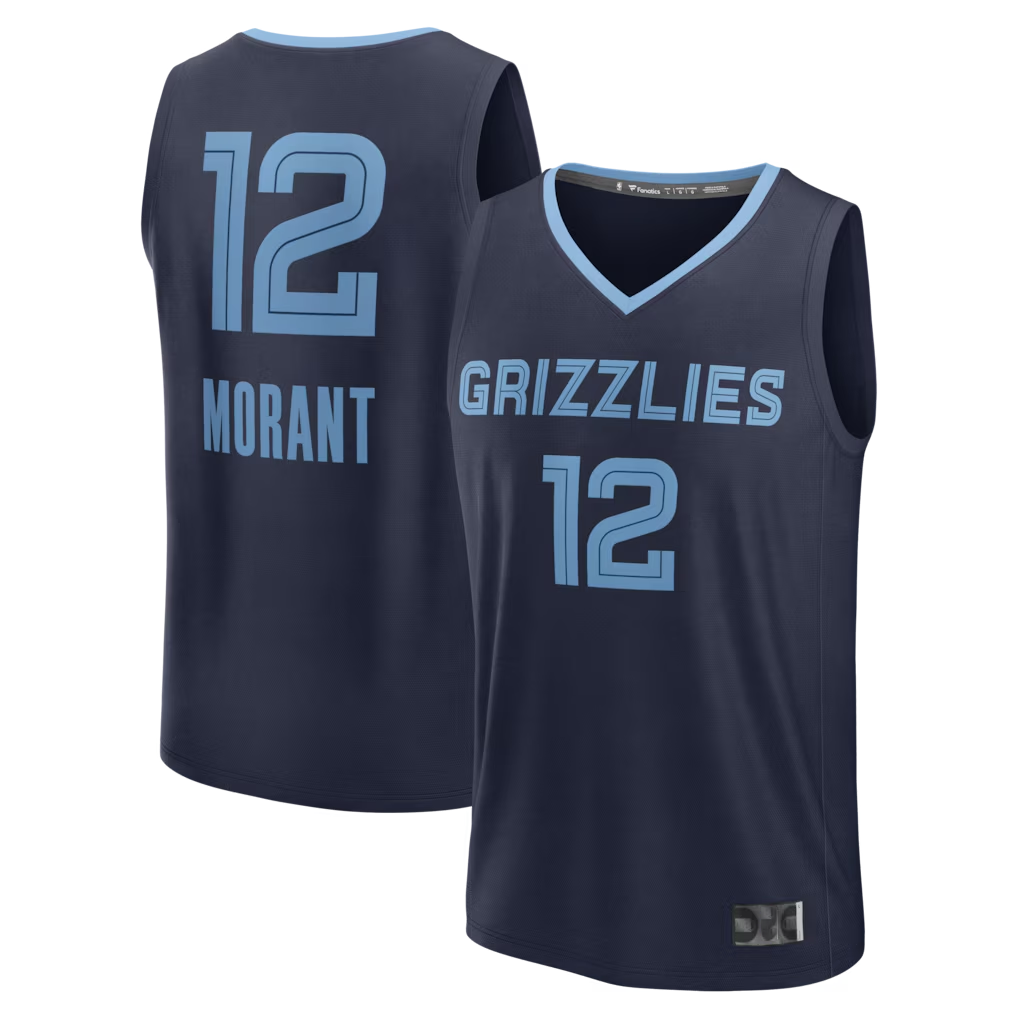 Rebec M.Grizzlies #12 Ja Morant Navy Fast Break Replica Player Stitched Jerseys- Icon Edition