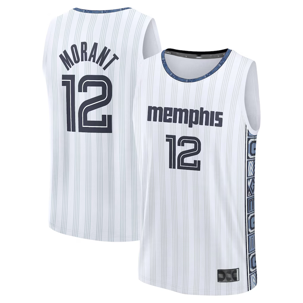 Rebec M.Grizzlies #12 Ja Morant White 202526 City Edition Fast Break Stitched Jerseys