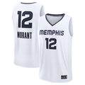 Rebec M.Grizzlies #12 Ja Morant White Fast Break Replica Player Stitched Jerseys- Association Edition