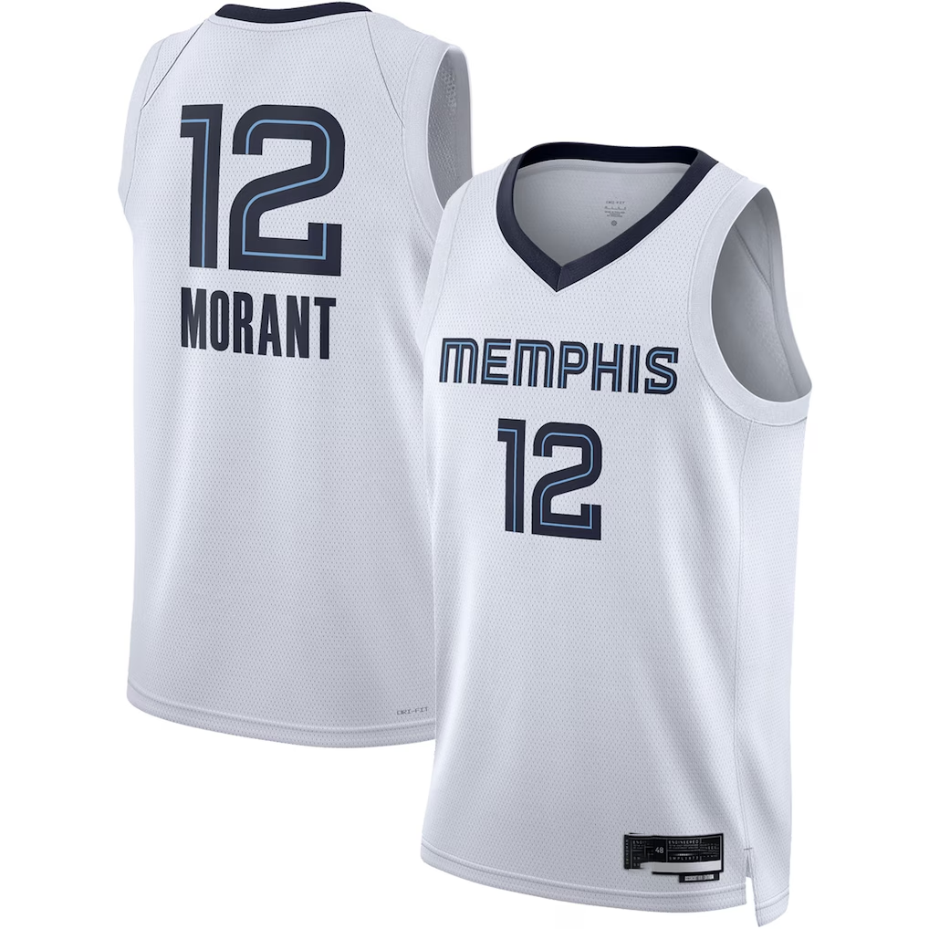 Rebec M.Grizzlies #12 Ja Morant White Swingman Stitched Jerseys- Association Edition