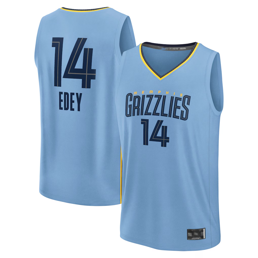Rebec M.Grizzlies #14 Zach Edey Light Blue Fast Break Replica Player Stitched Jerseys- Statement Edition