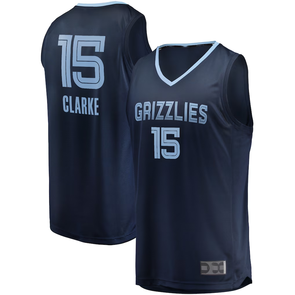 Rebec M.Grizzlies #15 Brandon Clarke Navy Fast Break Replica Stitched Jerseys- Icon Edition