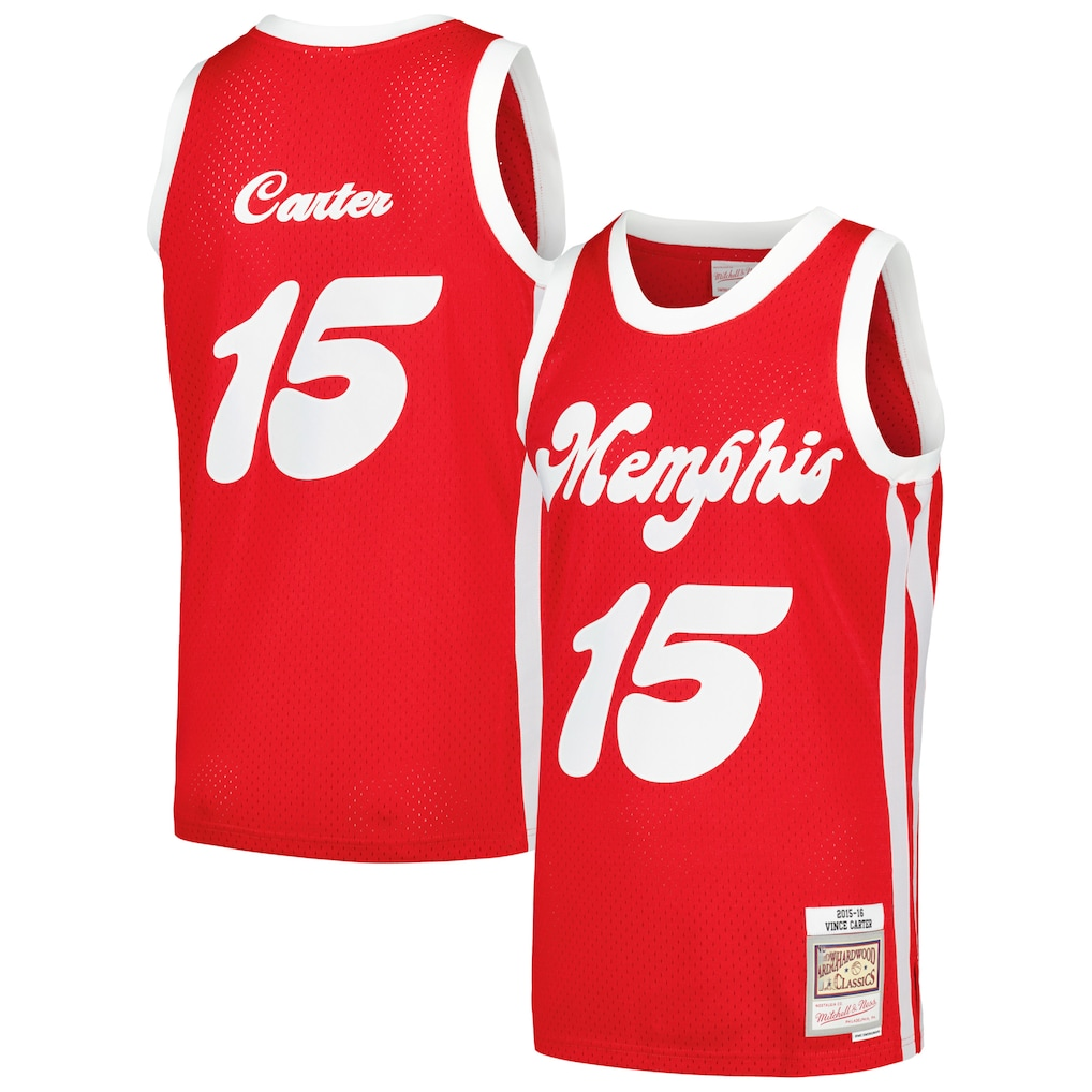 Rebec M.Grizzlies #15 Vince Carter Mitchell & Ness Red 201516 Hardwood Classics Swingman Stitched Jerseys