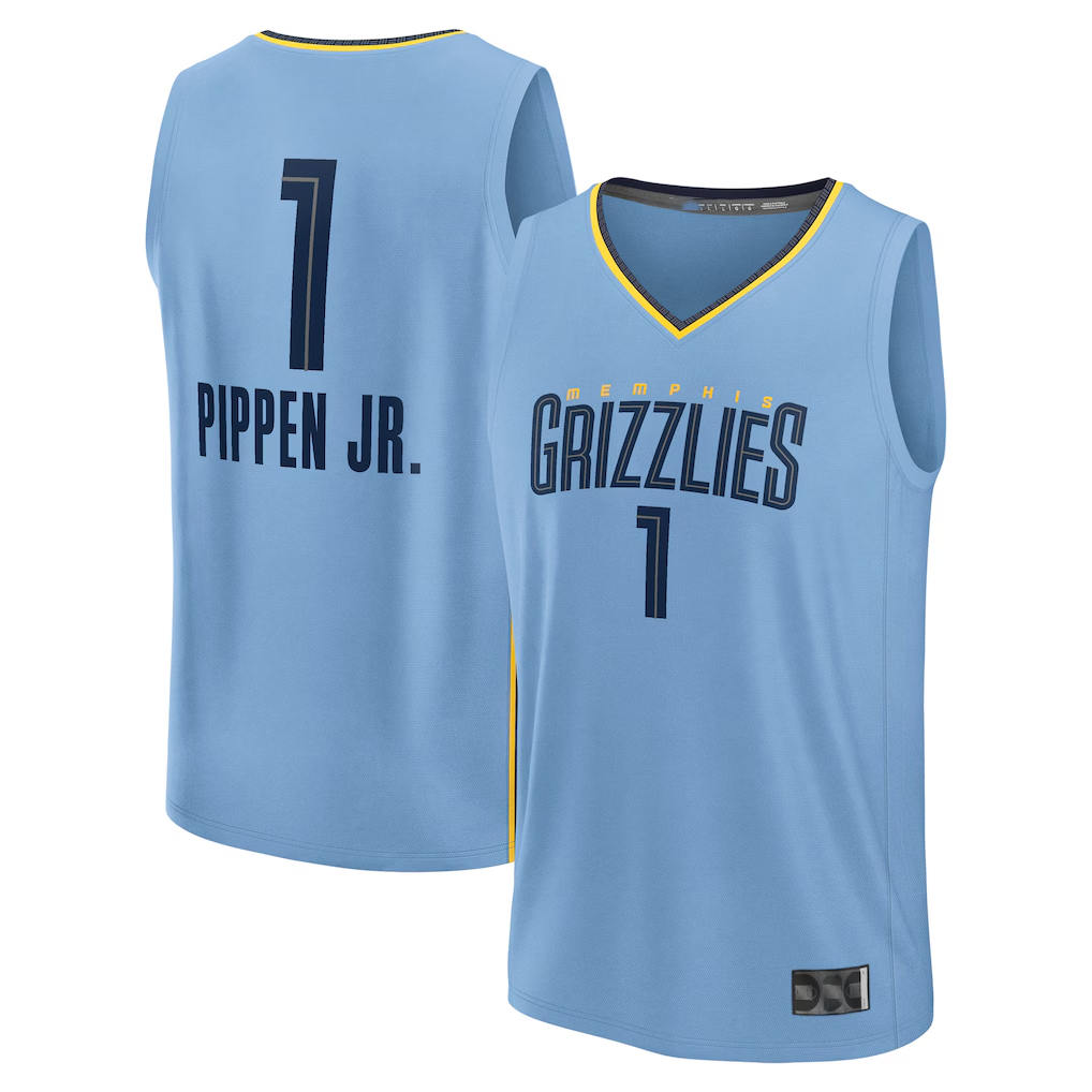 Rebec M.Grizzlies #1 Scotty Pippen Jr. Light Blue Fast Break Replica Player Stitched Jerseys- Statement Edition