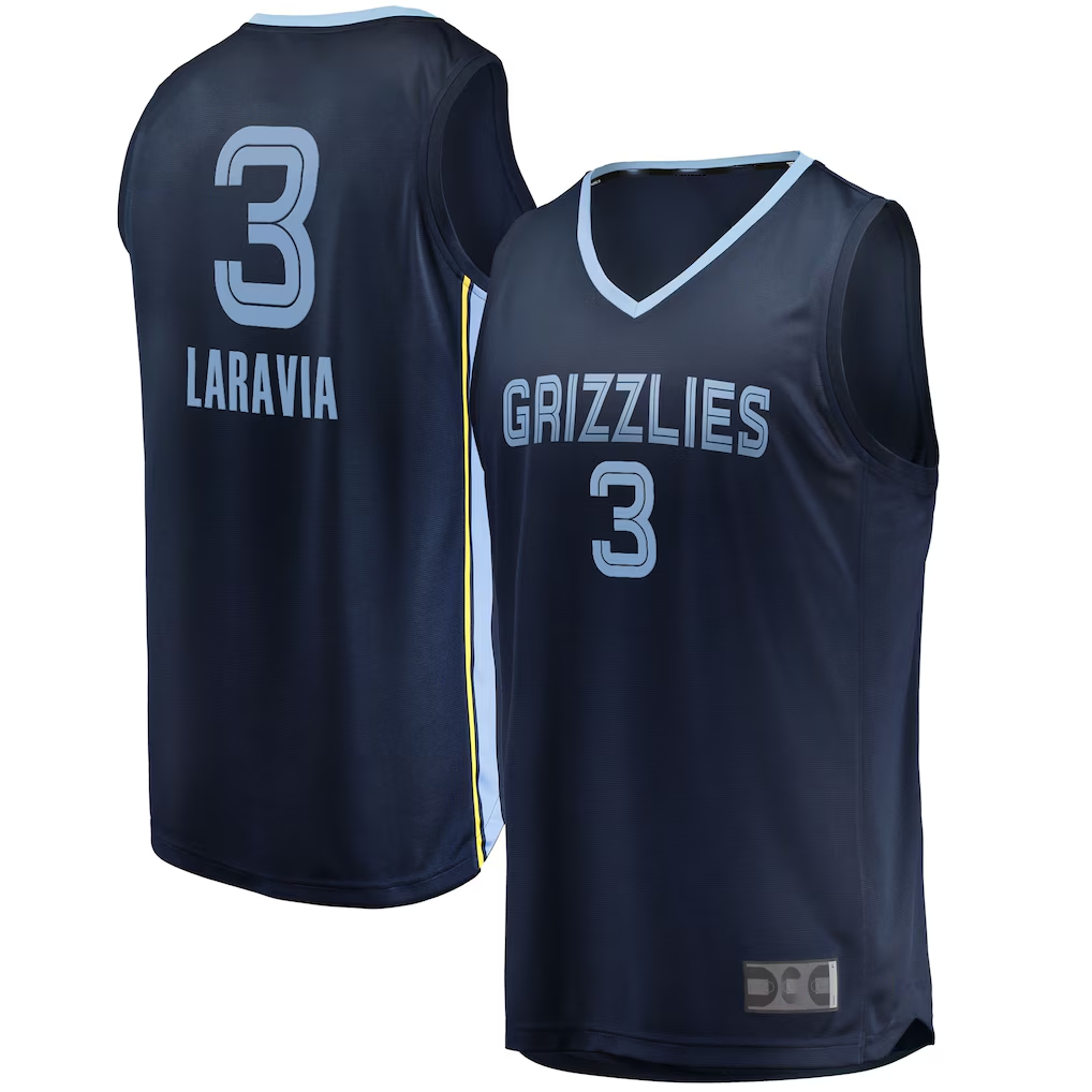 Rebec M.Grizzlies #3 Jake LaRavia Navy Fast Break Replica Player Stitched Jerseys- Icon Edition
