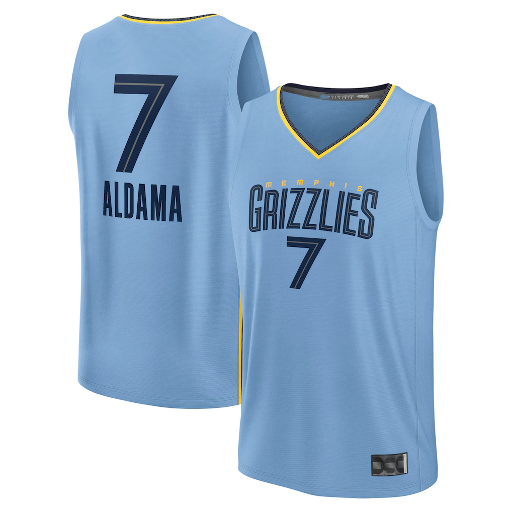 Rebec M.Grizzlies #7 Santi Aldama Light Blue Fast Break Replica Player Stitched Jerseys- Statement Edition