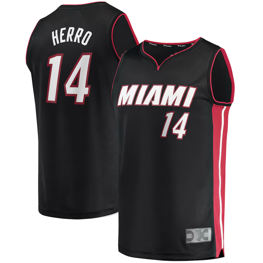 Rebec M.Heat #14 Tyler Herro  Black Fast Break Replica Jerseys - Icon Edition