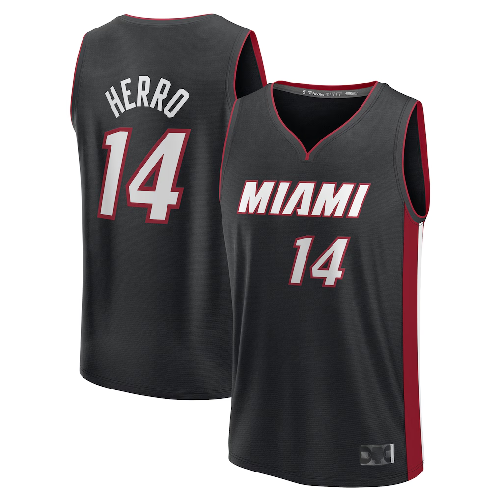Rebec M.Heat #14 Tyler Herro Black Fast Break Replica Player Jerseys - Icon Edition