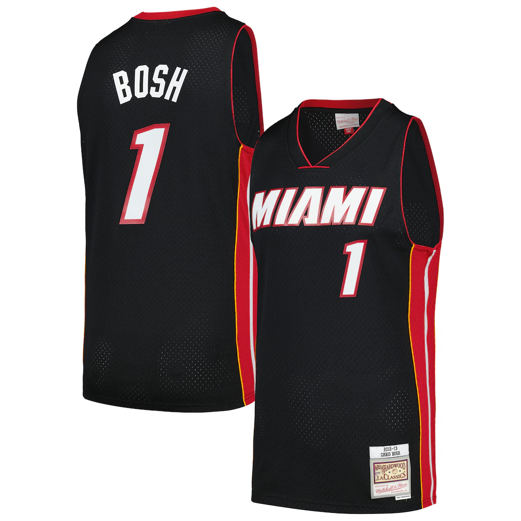 Rebec M.Heat #1 Chris Bosh  Mitchell & Ness Black 201213 Hardwood Classics Swingman Jerseys