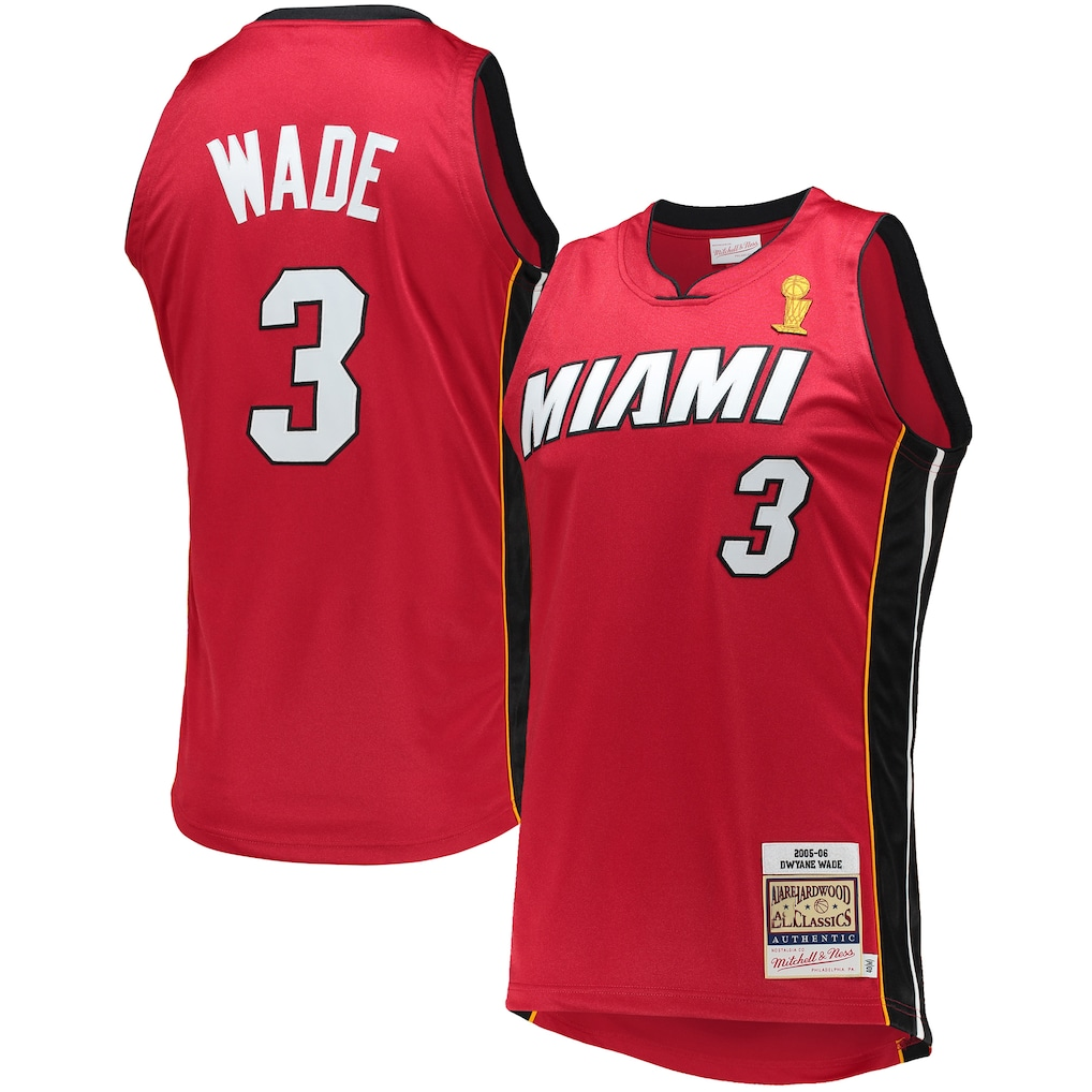 Rebec M.Heat #3 Dwyane Wade Mitchell & Ness Red 2005-06 Hardwood Classics Authentic Jerseys
