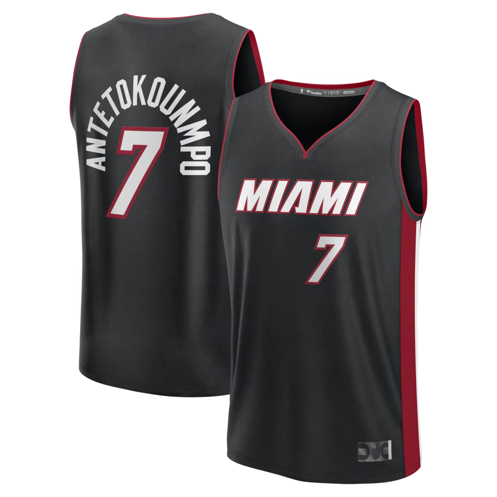 Rebec M.Heat #7 Giannis Antetokounmpo  Black Fast Break Jerseys - Icon Edition