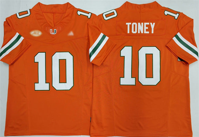 Rebec M.Hurricanes #10 Malachi Toney Orange F.U.S.E. 2026 Stitched Football American College Jerseys