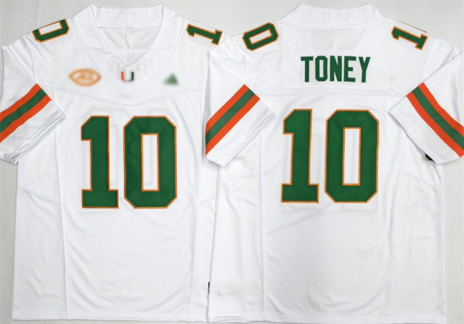 Rebec M.Hurricanes #10 Malachi Toney White F.U.S.E. 2026 Stitched Football American College Jerseys