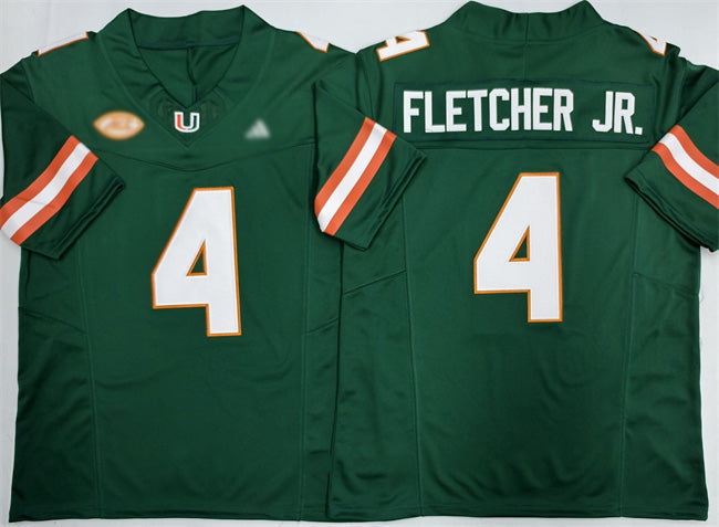 Rebec M.Hurricanes #4 Mark Fletcher Jr. Green F.U.S.E. 2026 Stitched Football American College Jerseys