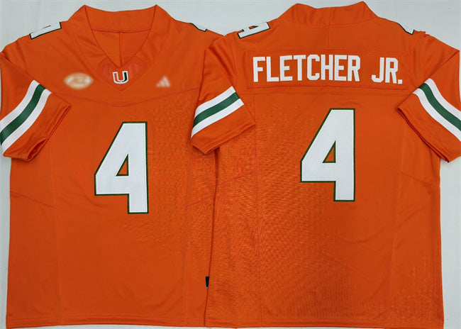Rebec M.Hurricanes #4 Mark Fletcher Jr. Orange F.U.S.E. 2026 Stitched Football American College Jerseys