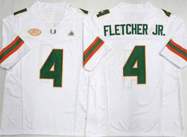 Rebec M.Hurricanes #4 Mark Fletcher Jr. White F.U.S.E. 2026 Stitched Football American College Jerseys