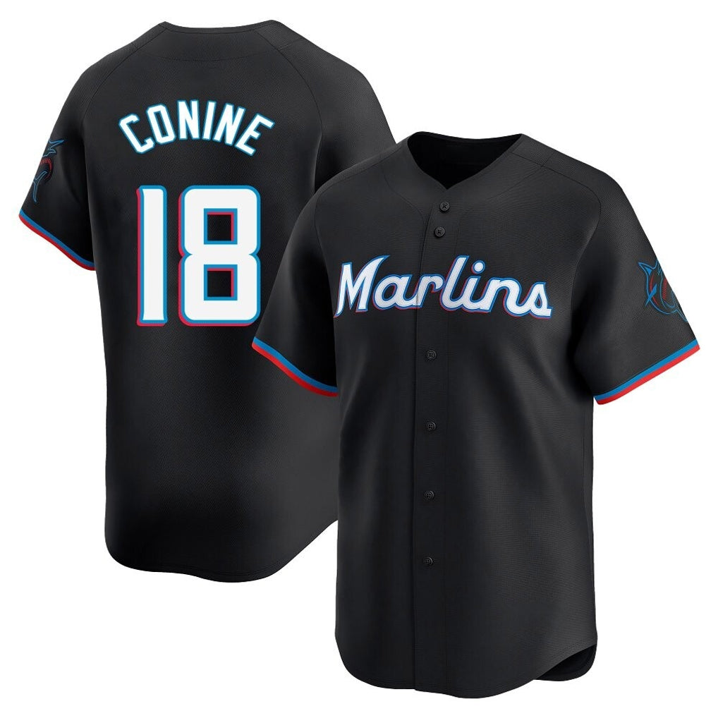 Rebec M.Marlins #18 Griffin Conine Player Black Home Limited Stitched Jerseys