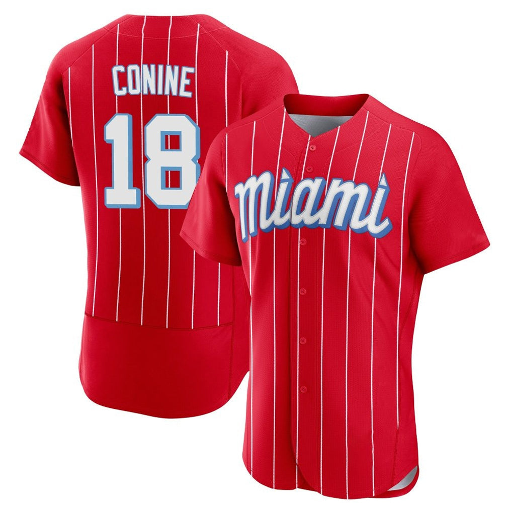 Rebec M.Marlins #18 Griffin Conine Player Red City Connect Home Limited Elite Stitched Jerseys