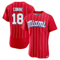 Rebec M.Marlins #18 Griffin Conine Player Red City Connect Home Limited Elite Stitched Jerseys