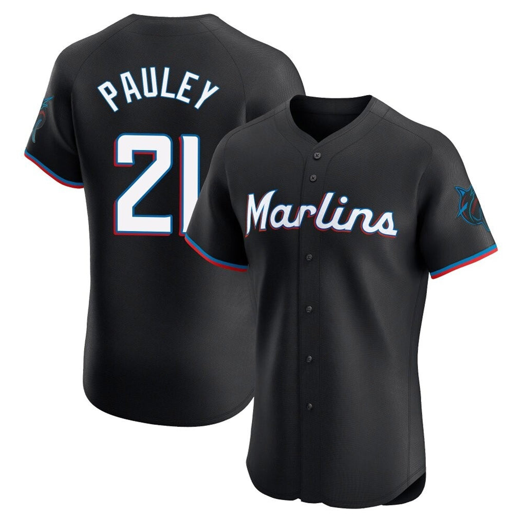 Rebec M.Marlins #21 Graham Pauley Player Black Vapor Home Limited Elite Stitched Jerseys