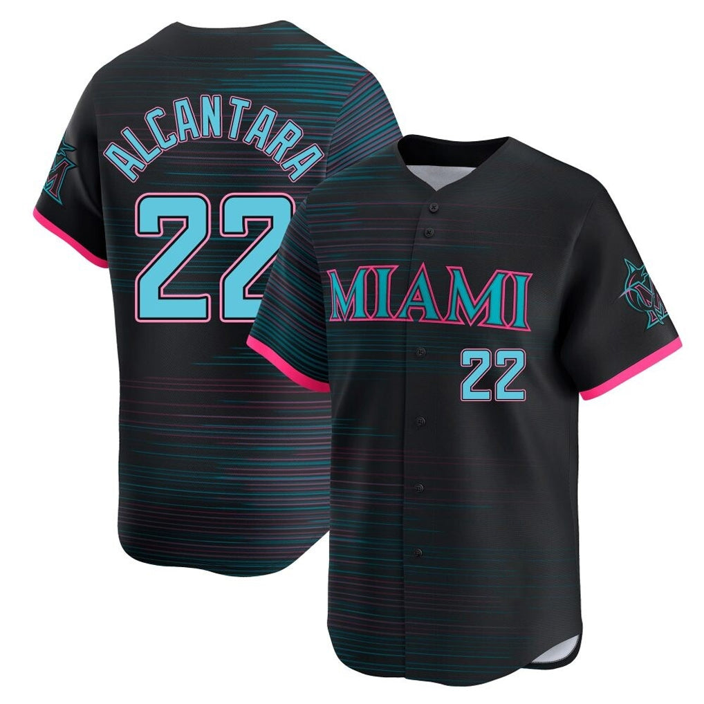 Rebec M.Marlins #22 Sandy Alcantara Player Black City Connect Home Limited Stitched Jerseys