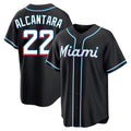 Rebec M.Marlins #22 Sandy Alcantara Player Black Fashion Out Home Game Stitched Jerseys