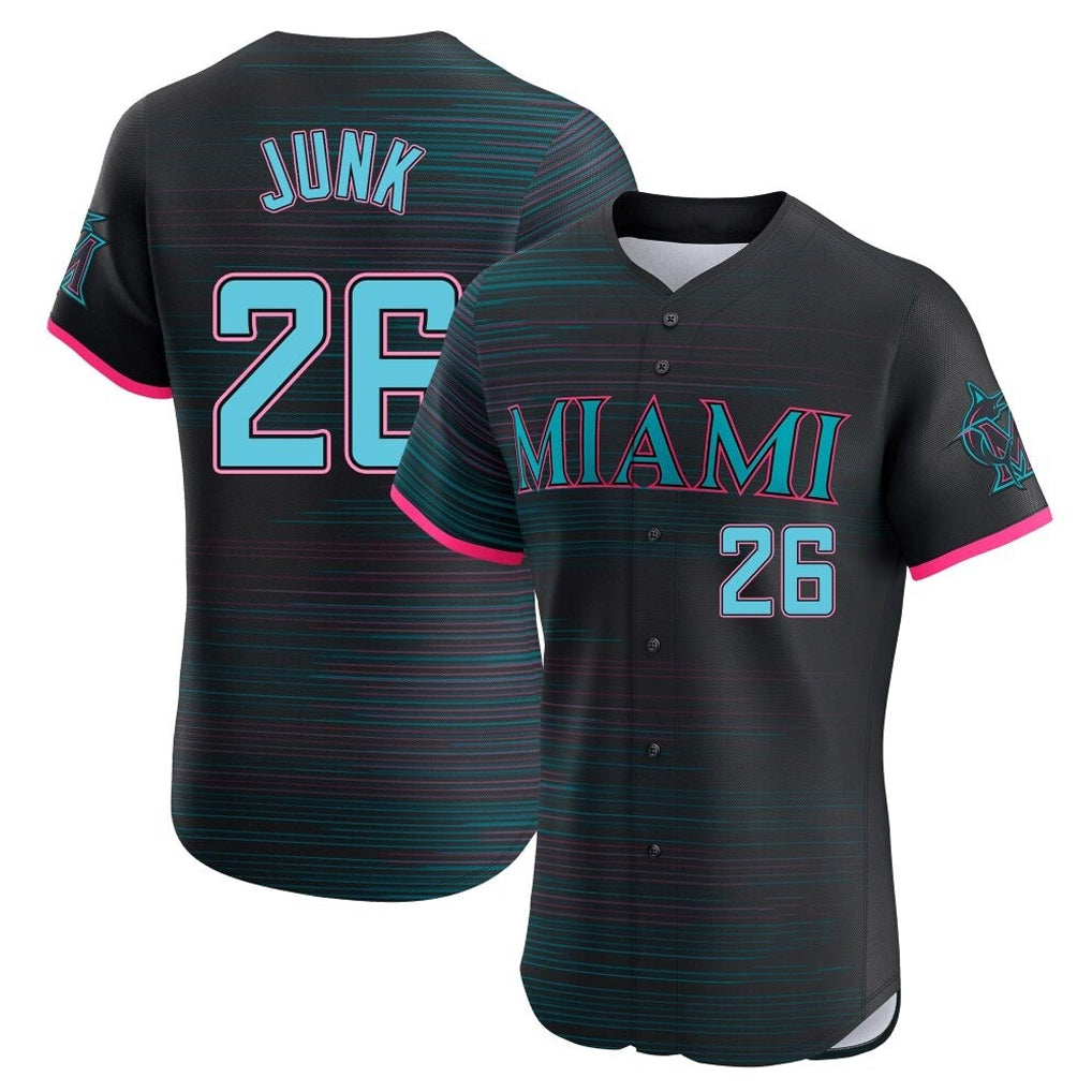 Rebec M.Marlins #26 Janson Junk Player Black City Connect Home Limited Elite Stitched Jerseys