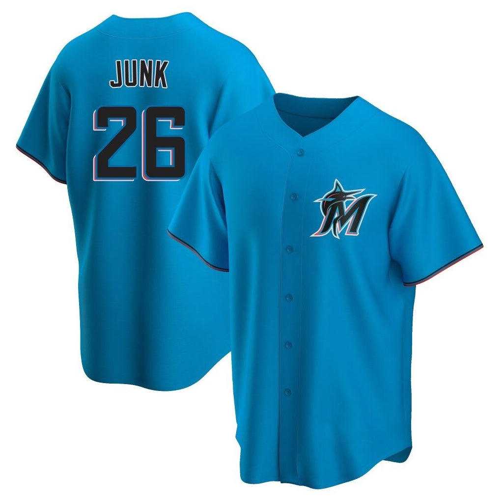 Rebec M.Marlins #26 Janson Junk Player Blue Home Game Stitched Jerseys