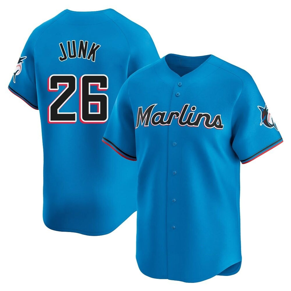 Rebec M.Marlins #26 Janson Junk Player Blue Home Limited Stitched Jerseys