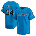 Rebec M.Marlins #34 Liam Hicks Player Blue Home Limited Stitched Jerseys