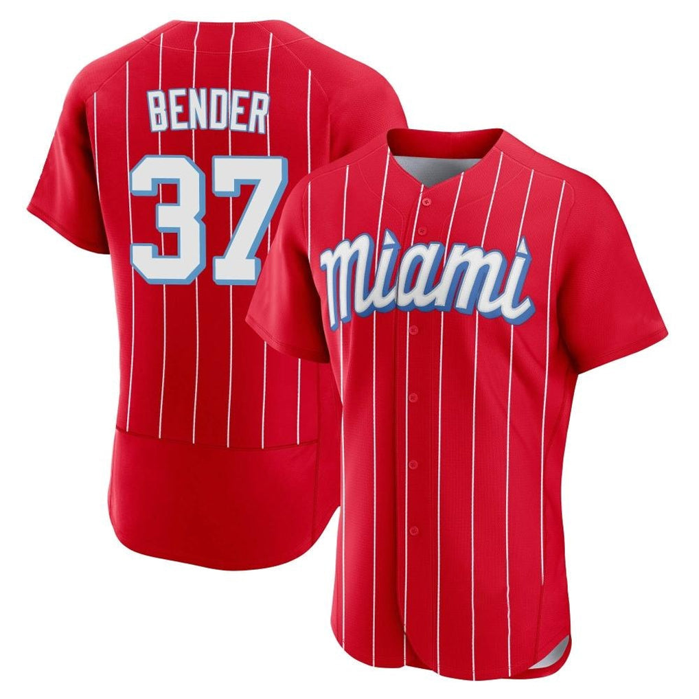 Rebec M.Marlins #37 Anthony Bender Player Red City Connect Home Limited Elite Stitched Jerseys