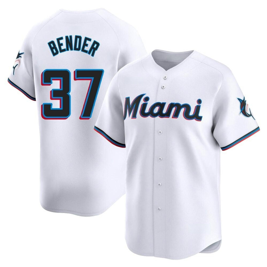 Rebec M.Marlins #37 Anthony Bender Player White  Home Limited Stitched Jerseys