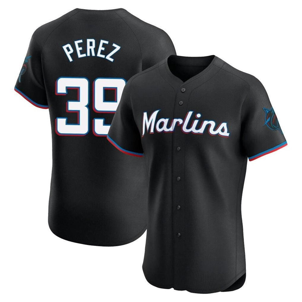 Rebec M.Marlins #39 Eury Perez Player Black Vapor Home Limited Elite Stitched Jerseys