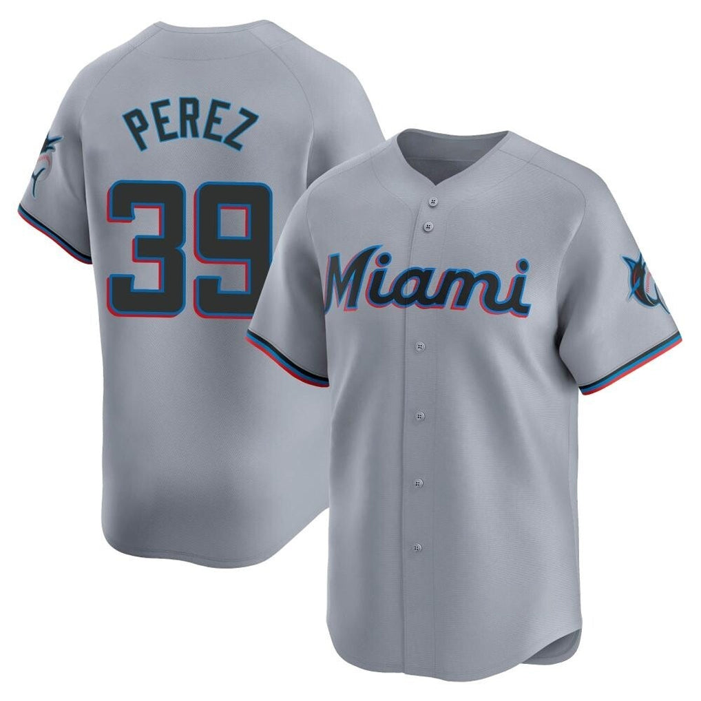 Rebec M.Marlins #39 Eury Perez Player Gray Home Limited Stitched Jerseys