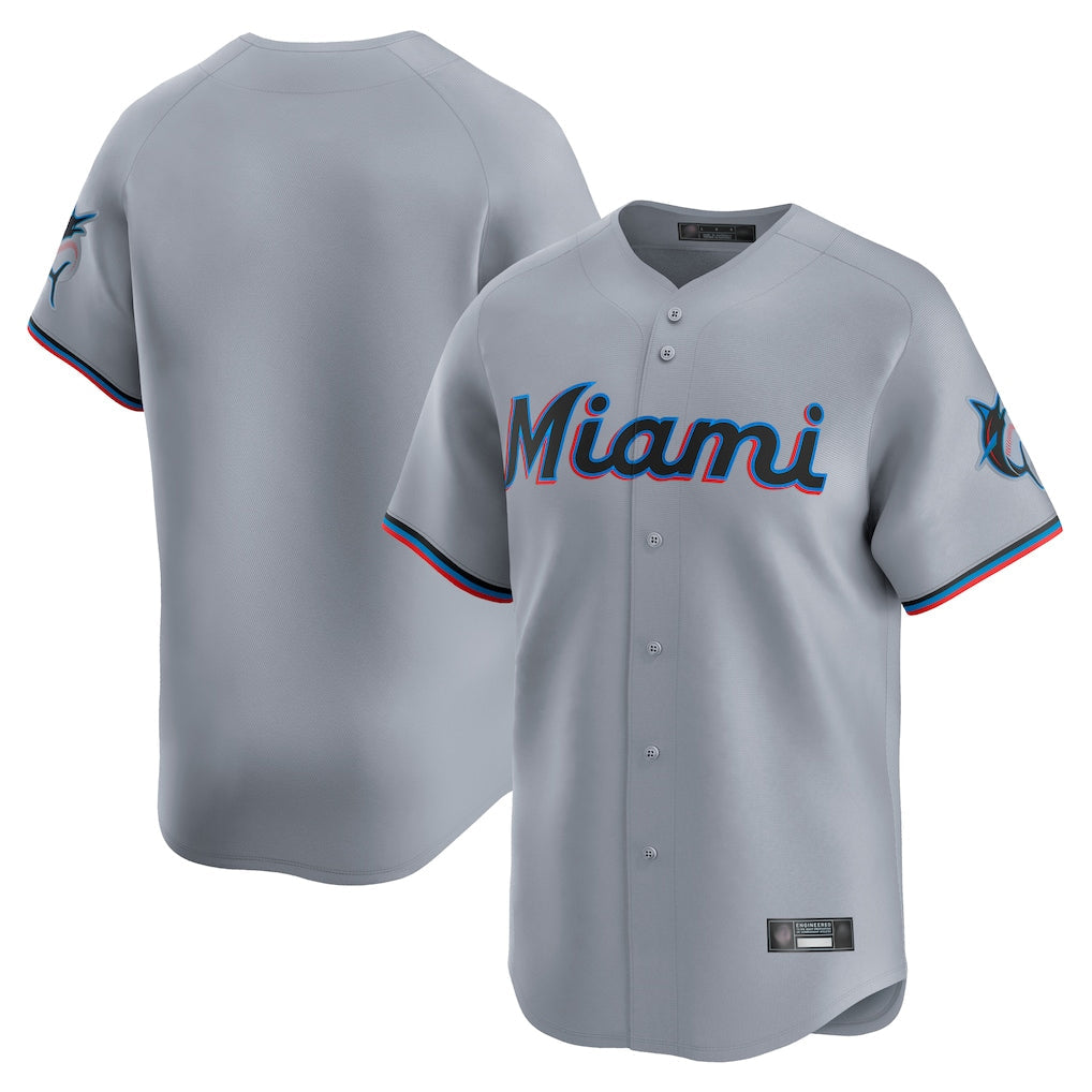 Rebec M.Marlins Blank Player Gray Home Limited Stitched Jerseys