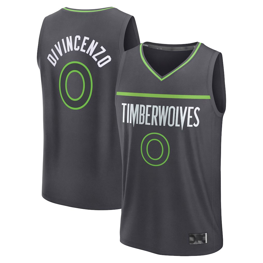 Rebec M.Timberwolves #0 Donte DiVincenzo Charcoal Fast Break Replica Player Stitched Jerseys - Statement Edition