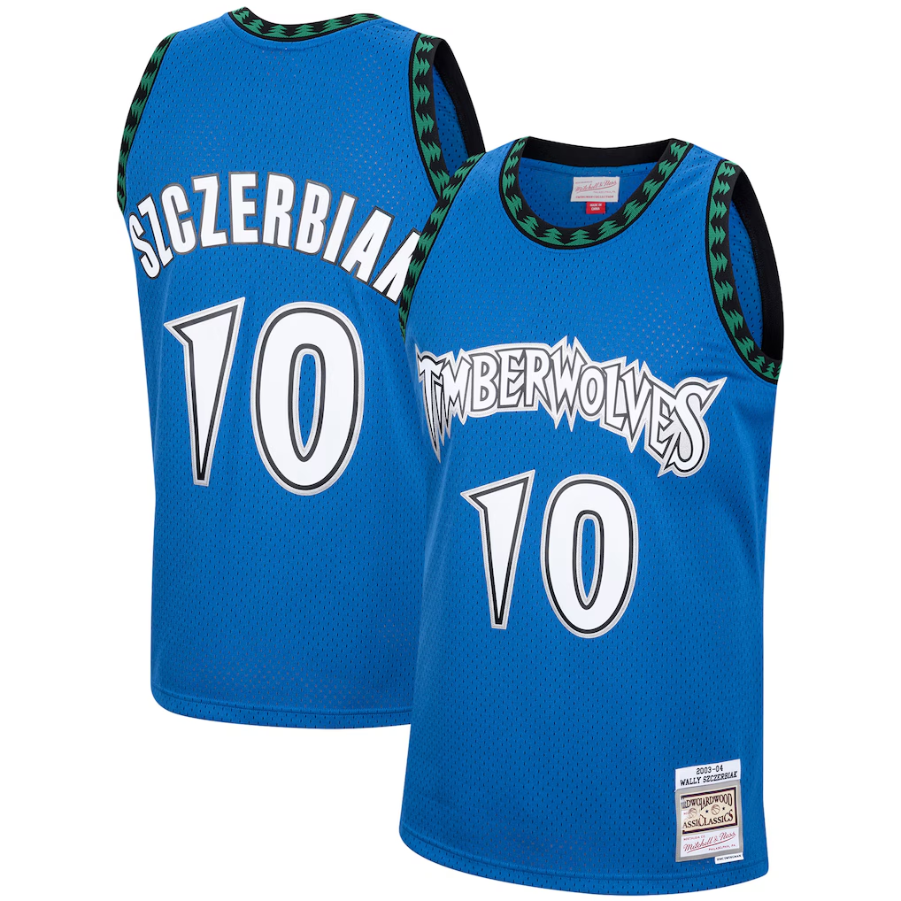 Rebec M.Timberwolves #10 Wally Szczerbiak Mitchell & Ness Blue 200304 Hardwood Classics Swingman Stitched Jerseys